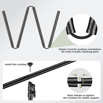 EMART Green Screen Backdrop Kit with Reverse Folding Base, 5x6.5ft Photo Greenscreen Background with Portable T-Shape Stand and 6 Clamps for Photography, Photoshoot, Studio Video Recording, Streaming