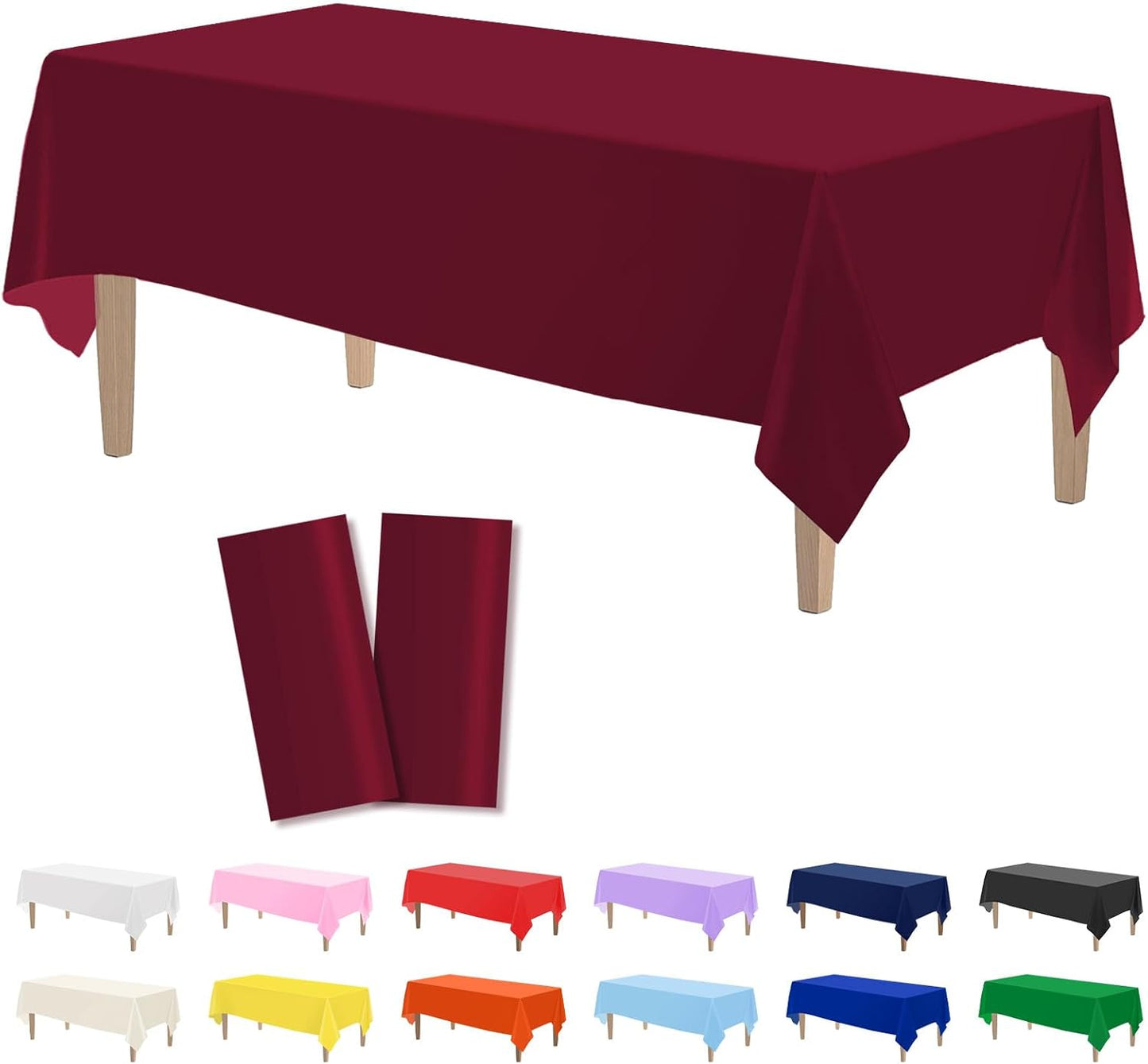 Kopokita 2PCS Black Plastic Tablecloths 54 x 108 Inch, Disposable Table Cloths Rectangle Party Table Covers