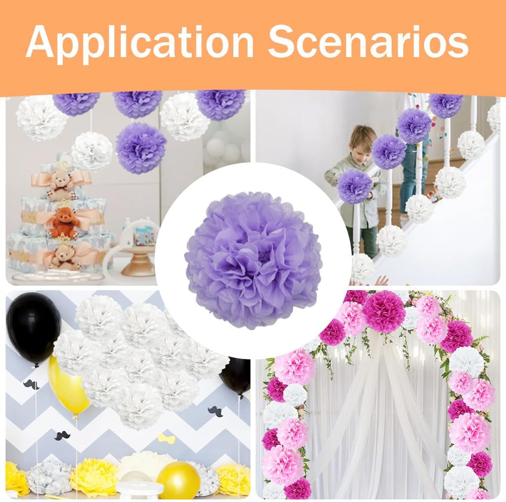 Yosawa 12 Pcs Tissue Paper Pom Poms Flowers,10''12''Paper Flower Party Decorations for Wedding Birthday Baby Shower Baby Girl Room Nursery Decoration（Sky Blue/ZH）
