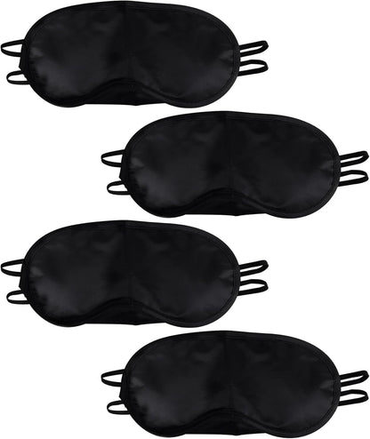 4 Pcs Blindfold, Black Eye Mask, Eye Masks for Sleep, Nose Pad and Adjustable Strap Blindfold, Game Sleeping for Everyone Travel Nap Sleeping