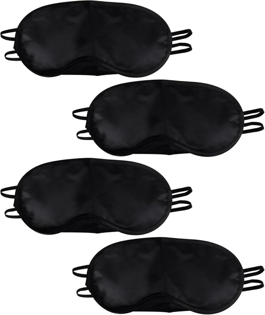 4 Pcs Blindfold, Black Eye Mask, Eye Masks for Sleep, Nose Pad and Adjustable Strap Blindfold, Game Sleeping for Everyone Travel Nap Sleeping