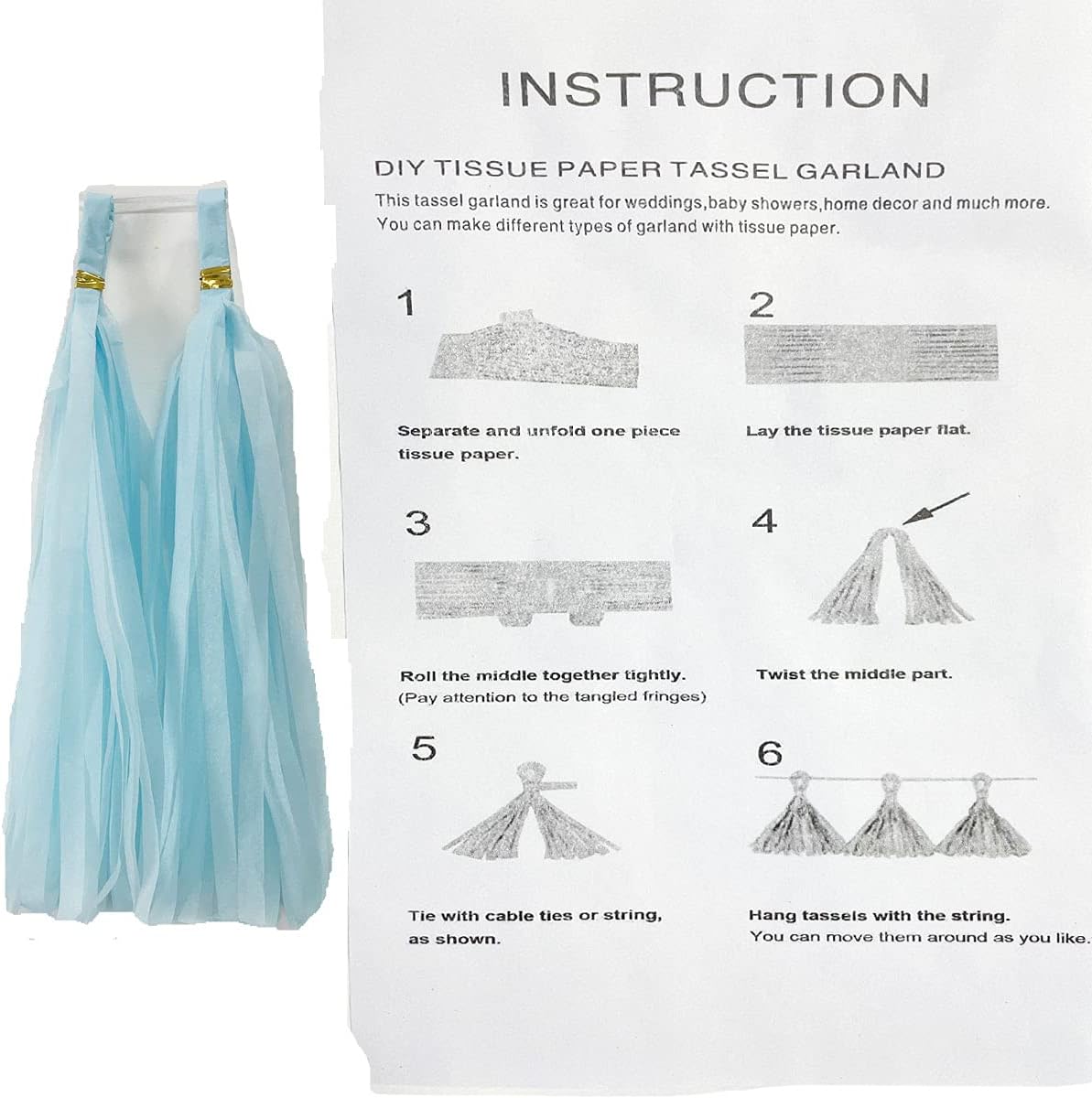Tissue Paper Tassels Paper Tassel Garland Banner Table Decor Party Tassels Banner Wedding Birthday Baby Shower Nursey Party Decorations Supplies (20, Rose Gold+Pink+Rose Red+Lt-Pink)