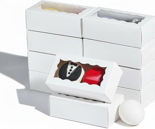 JCXGRVC small treat boxes with window - 100pcs candy box for chocolate & bakery treats Macaron Packaging for Wedding 4.17 x 2.16 x 1.37 inches macaron boxes for 2