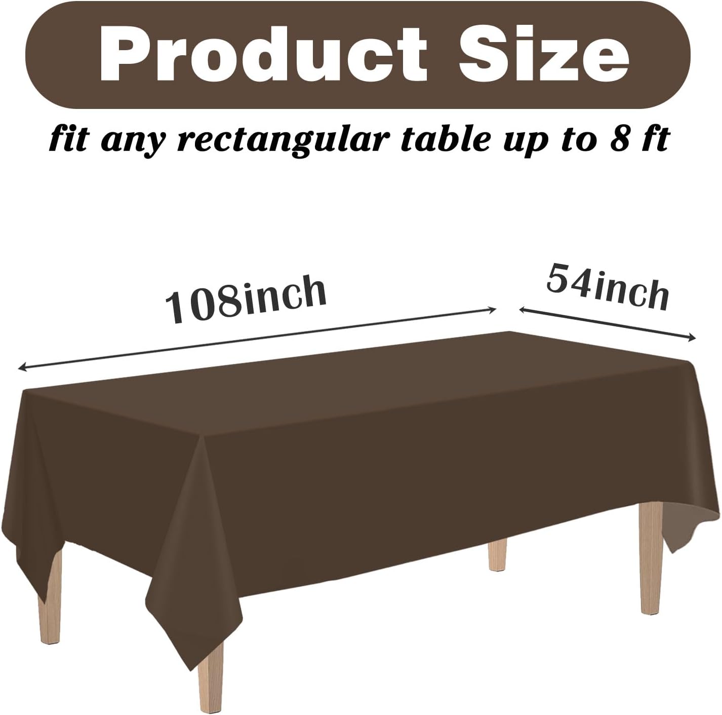 Kopokita 2PCS Black Plastic Tablecloths 54 x 108 Inch, Disposable Table Cloths Rectangle Party Table Covers
