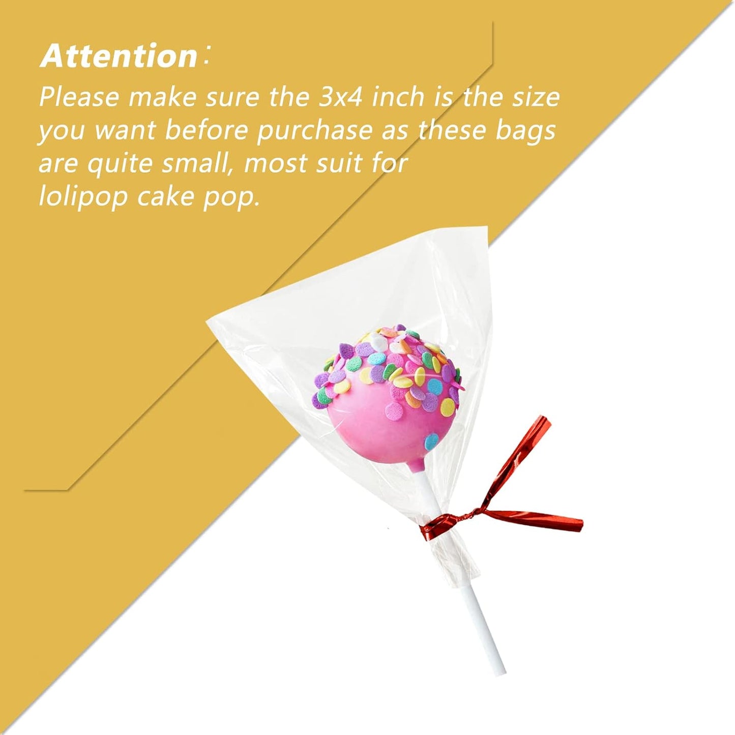 XLSFPY 100PCS Clear Cellophane Bags, 5x7 Small Treat Bags with Ties, Cake Pop Bags, Candy Bags, Goodie Bags, Rice Crispy Treat Bags, Clear Bags for Favors Birthday Party (5'' x 7'')