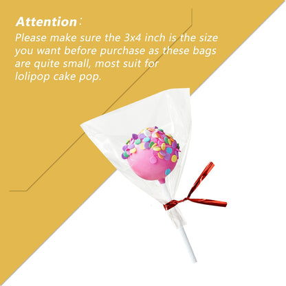XLSFPY 100PCS Clear Cellophane Bags, 5x7 Small Treat Bags with Ties, Cake Pop Bags, Candy Bags, Goodie Bags, Rice Crispy Treat Bags, Clear Bags for Favors Birthday Party (5'' x 7'')