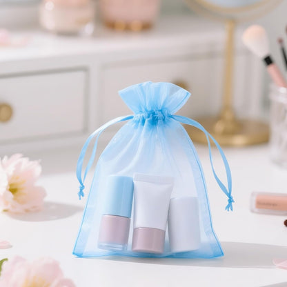 joycraft 50Pcs Organza Bags, 2x3 inch Gift Favor Bags, White Wedding Favor Bags, Jewelry Pouches with Drawstring, Mesh Bags Drawstring for Jewelry, Festival, Makeup, Candy, Desserts