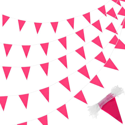 Tatuo 200 Feet Solid Pennant Banners Flags String Triangle Hanging DIY Bunting Flags Party Decorations for Grand Opening Party Banners for Kids Birthday, Shops (White)