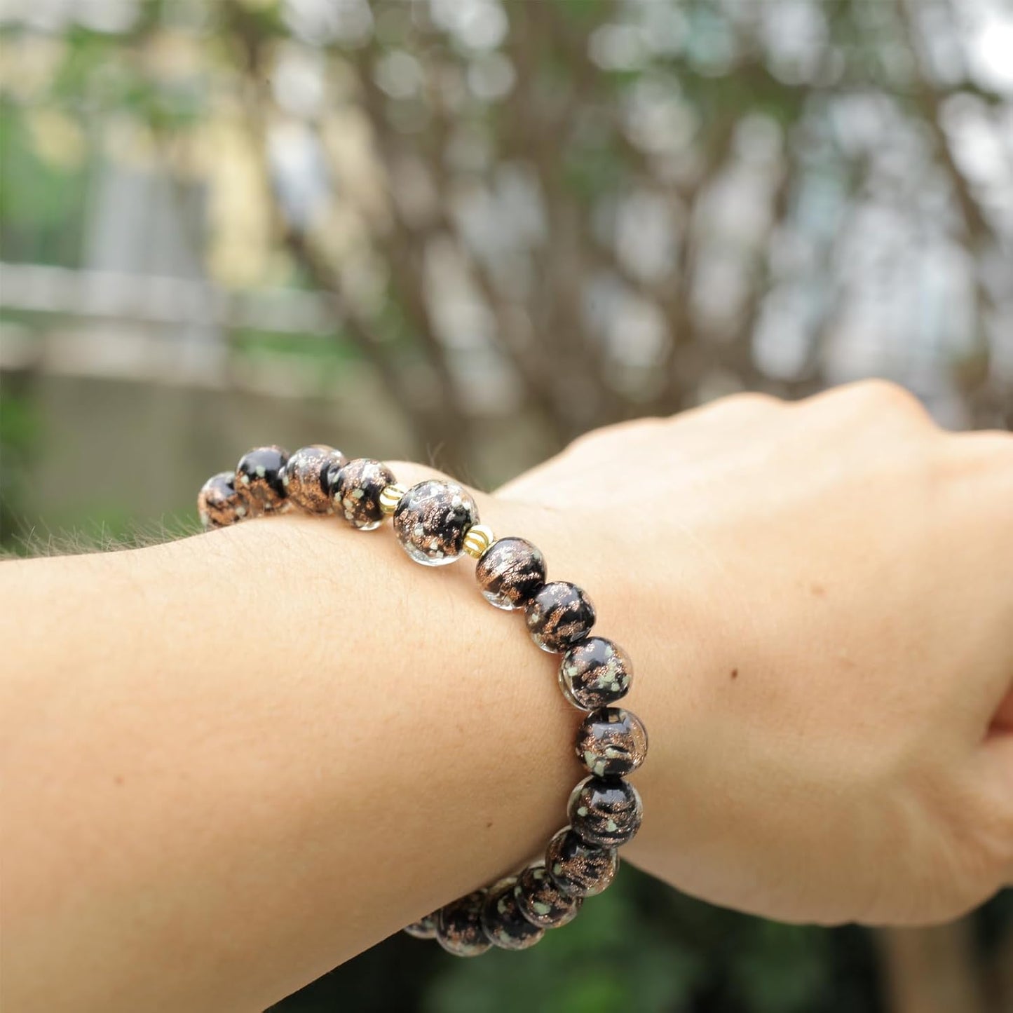 Glass Beaded Bracelet Glowing Bracelet Luminous Beads Bracelet for Women Glass Mermaid Bracelet Bangles Anti Anxeity Healing Energy