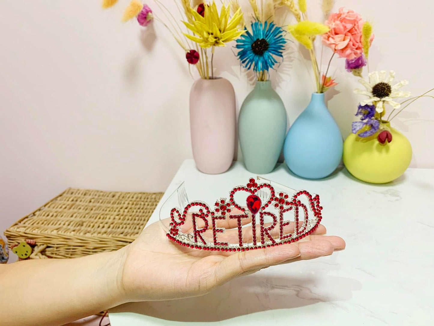 JETKONG Retirement Party Decorations Retired Tiara/Crown, Retired Sash for Women Retirement Gifts, Retirement Party Supplies, Gifts, Favors (Rose Gold)
