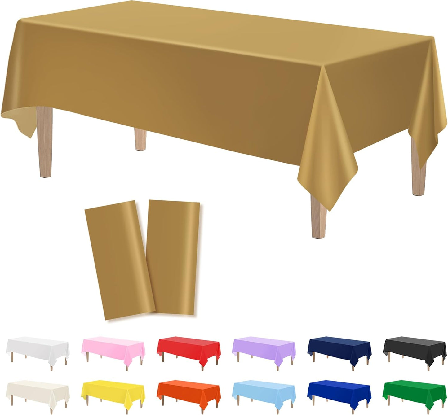Kopokita 2PCS Black Plastic Tablecloths 54 x 108 Inch, Disposable Table Cloths Rectangle Party Table Covers