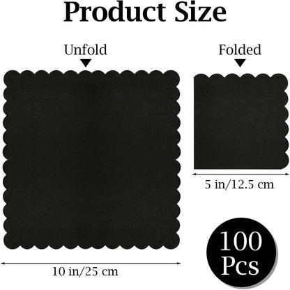 100 Pcs Cocktail Napkins, 2-Ply 5 x 5 Inches Disposable Scalloped Napkins, Thick Premium Dessert Napkins for Party, Wedding, Dinner, Birthday, Anniversary, Festival (Sage Green)