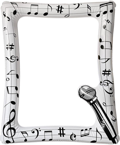 Music Notes Party Inflatable Selfie Photo Frame Music Party Blow up Picture Frame Karaoke Themed Party Supplies for Musical Concert 50's Birthday Wedding Hen Bachelorette Party