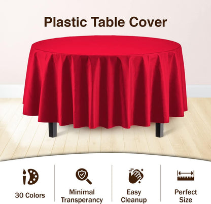 12-Pack Premium Plastic Tablecloth 54in. x 108in. Rectangle Table Cover - Dark Blue - Colors B