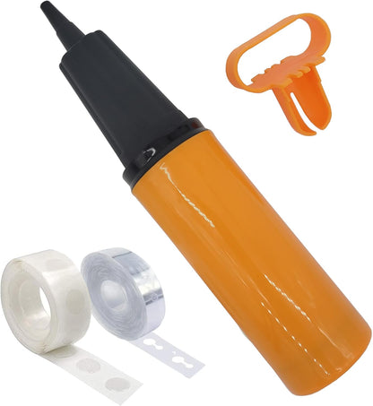 Balloon Pump Hand Held Kit, Inflator Air Pump for Balloons - 2 Way Manual Dual Action - Plus Accessories for Kids’ Party, Birthday Party, Special Event (2 Pump Kit (Orange & Pink))