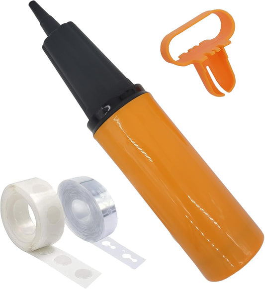 Balloon Pump Hand Held Kit, Inflator Air Pump for Balloons - 2 Way Manual Dual Action - Plus Accessories for Kids’ Party, Birthday Party, Special Event (2 Pump Kit (Orange & Pink))