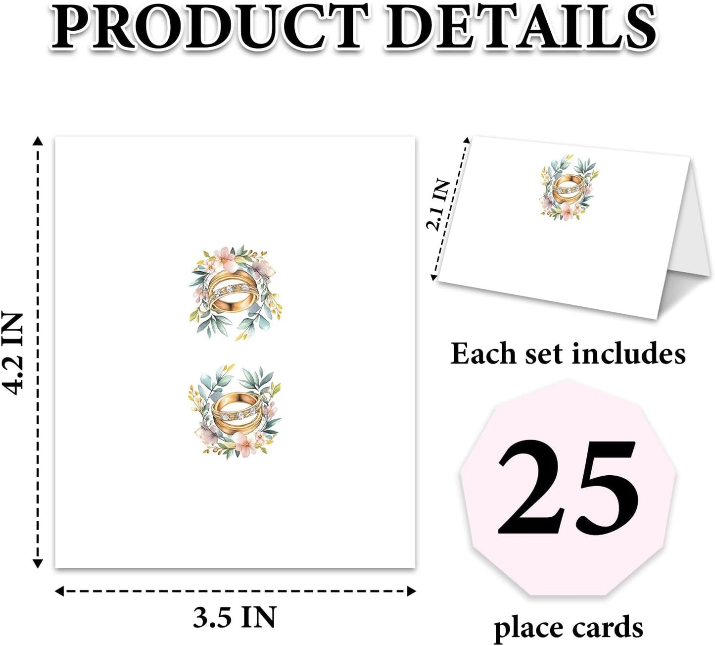 Blue Floral Place Cards for Table Setting, Birthday Baby Shower Folded Tent Cards Wedding Seating Cards for Bridal Shower, Anniversary, Engagement Food Name Card for Party Decoration, 25pcs /A10