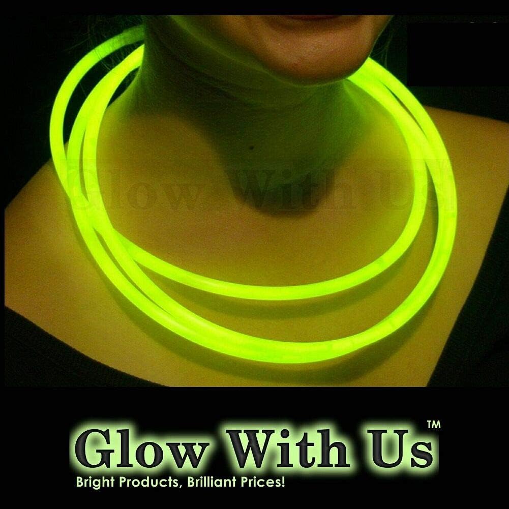 Glow Sticks Bulk Wholesale Necklaces, 100 22" Glow Necklaces, Glow 8-12 Hr, Connector Pre-attached (handy), Bright Colors, Glow-in-the-dark Party Supplies.