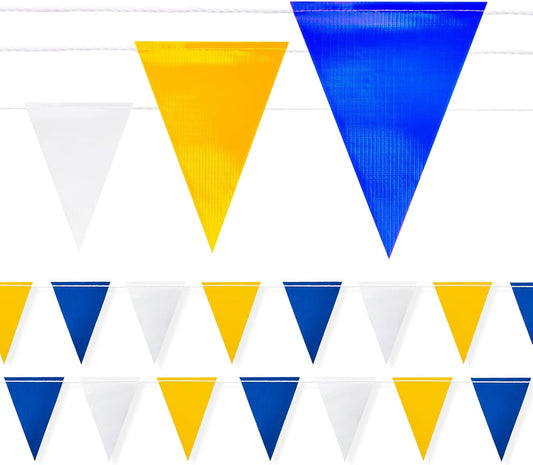Safety Warning Pennant Banner Flags – Multipurpose 105FT High Visibility Colored Triangle Flags for Party, Roadwork, and Hazard Areas(MULTICOLOR,45pcs,105FT)