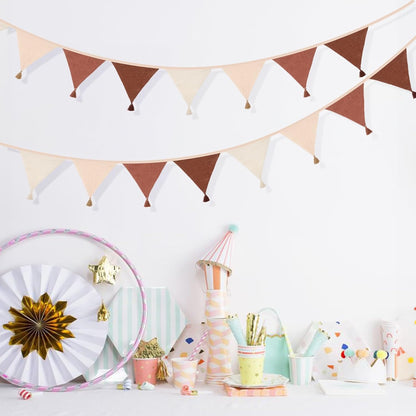 G2PLUS Cotton Fabric Bunting Banner, 9Ft Green Triangle Pennant Banner Flag, 12pcs Double-Sided Bunting Garland with Tassels for Birthday, Nursery, Baby Shower, Classroom Hanging Decor