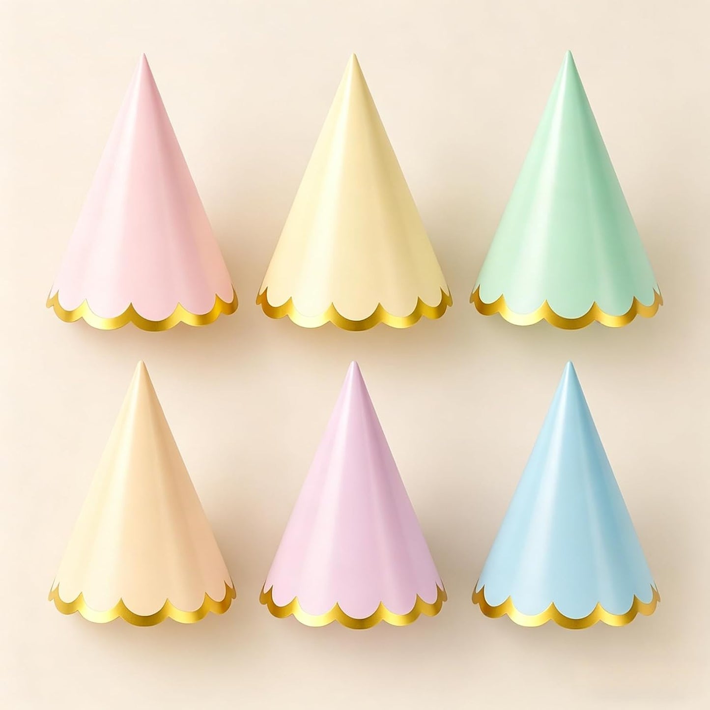 Pre-Assembled Pastel Party Hats for Kids, Birthday Party Hats for Adults