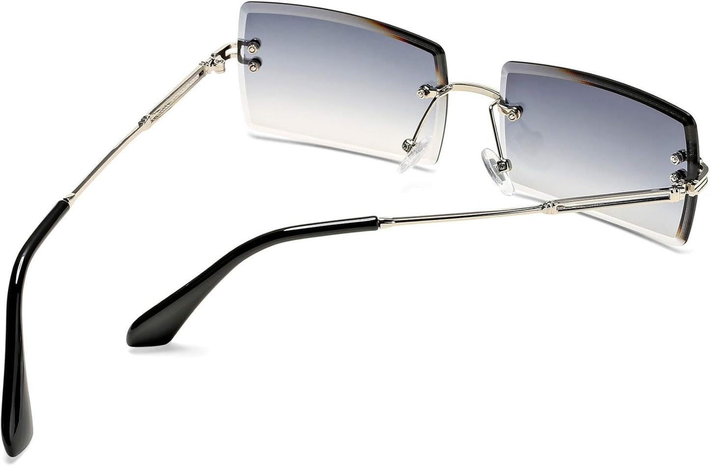 Rectangle Sunglasses for Men/Women Small Rimless Square Shade Eyewear
