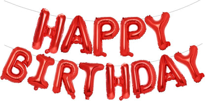 PIGETALE Happy Birthday Banner, 16 Inch Mylar Foil Letters Sign Bunting Happy Birthday Balloon Letters Balloons Reusable Ecofriendly Material for Girls Boys Kids Women Men (Hot Pink)