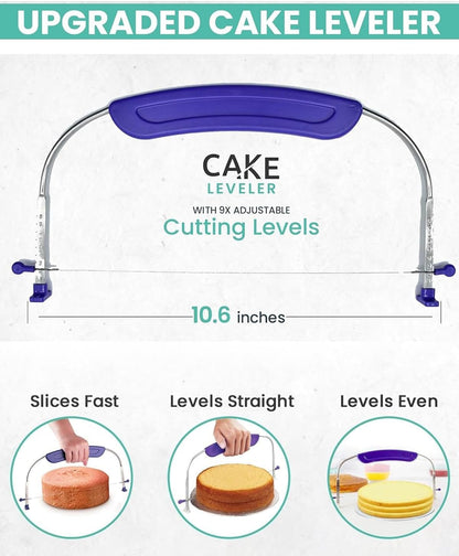 RFAQK 90PCs Cake Decorating Kit with Leveler, Baking Supplies Gift Includes Cake Stand Turntable, 24 Numbered Icing Tips, 55+1 Piping Bags, 2 Frosting Spatulas, 3 Scrappers, Video Course & Booklet