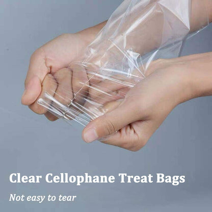 Cello Cellophane Treat Bags,5x7 Inches Clear Cellophane Bags 200 Pcs OPP Plastic Treat Bags with 200 Twist Ties for Gift Wrapping,Packaging Candies,Dessert,Bakery, Cookies, Chocolate,Party Favor
