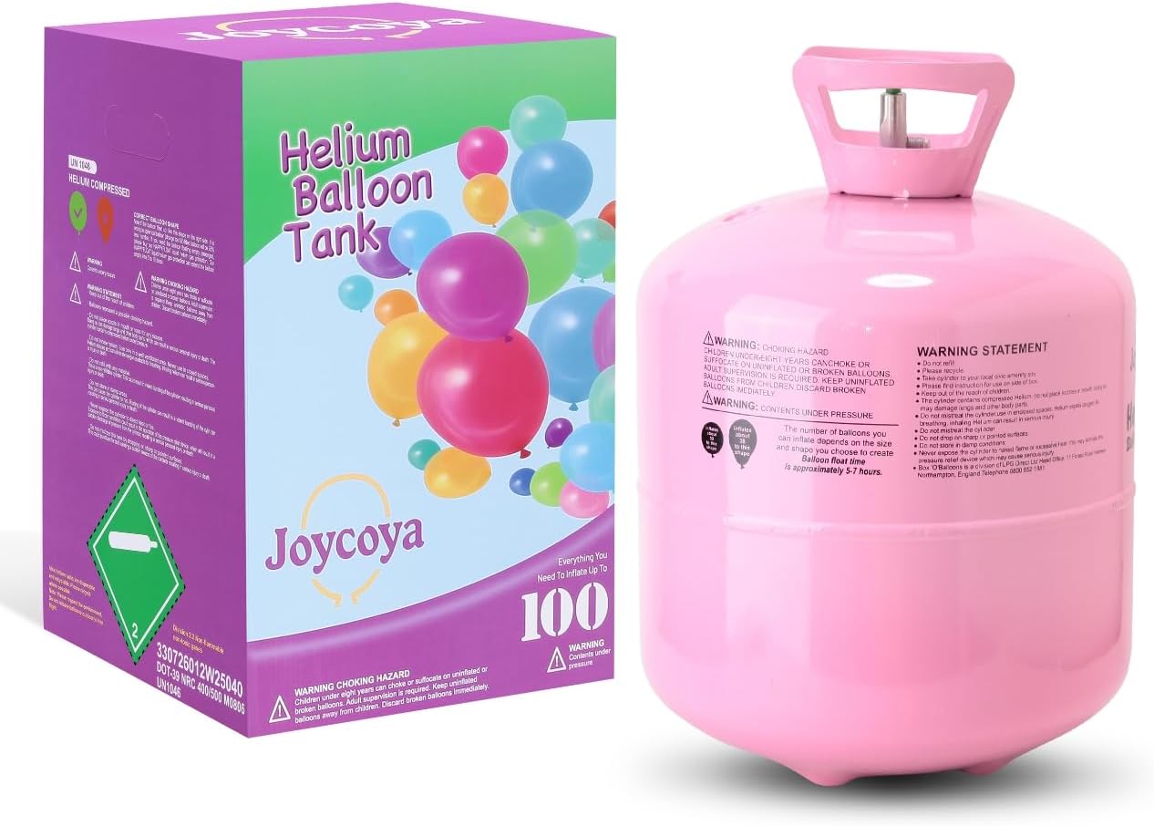 Helium Tank 22L for Balloons at Home Tank Up to 100 Latex Balloons,Latex Balloons and Ribbons Included 1 Box
