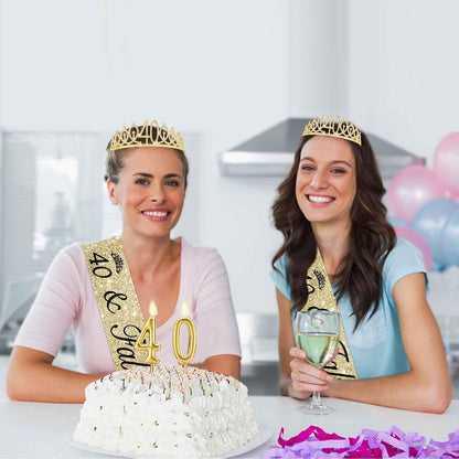 21st Birthday Decorations for Her with 21st Birthday Sash and Crown, Candles Gold, Gifts for 21 Year Old Girls