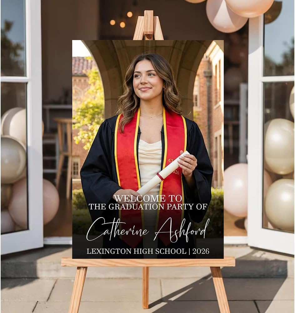 Graduation Party Welcome Sign, Custom Photo Grad Party Sign, Personalized High School & College University Grad Decoration #4