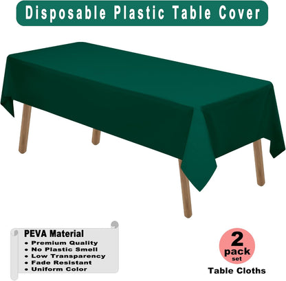 PARTY ULYJA White Plastic Tablecloths 2 Pack Disposable Table Covers 54 x 108 Inch Bridal Shower PEVA Vinyl Table Cloths for Picnic Birthday Wedding Banquet Parties 8 ft Rectangle Table Use