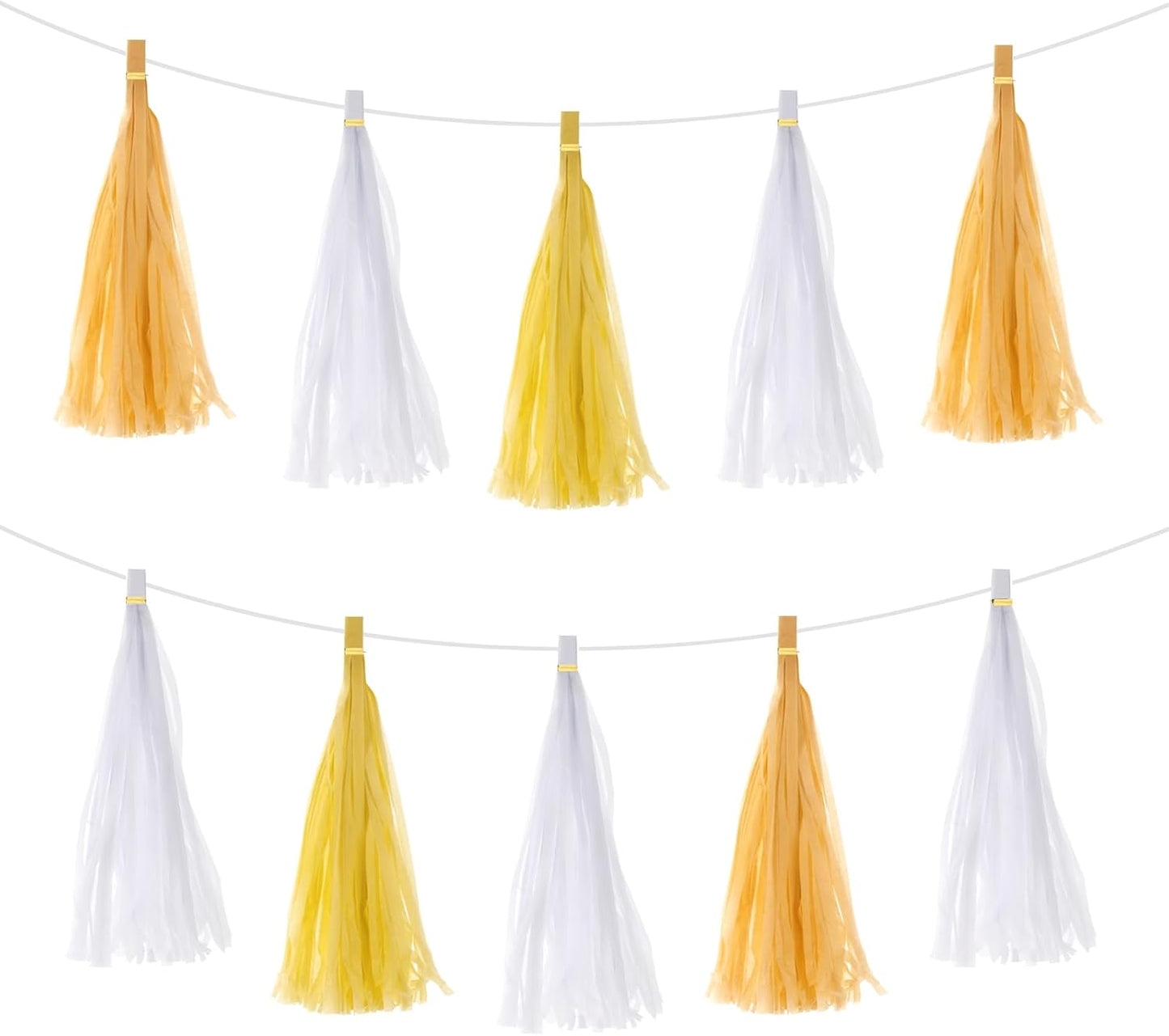 MECCANIXITY 15Pcs Light Blue Tassel Garland Banner with Rope Tissue Paper Tassels Party DIY Kits for Anniversary Wedding Birthday Party