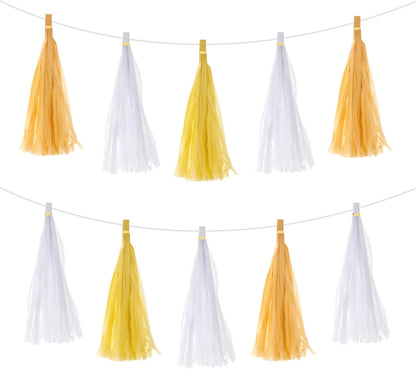 MECCANIXITY 15Pcs Light Blue Tassel Garland Banner with Rope Tissue Paper Tassels Party DIY Kits for Anniversary Wedding Birthday Party