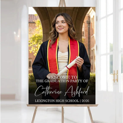 Graduation Party Welcome Sign, Custom Photo Grad Party Sign, Personalized High School & College University Grad Decoration #4