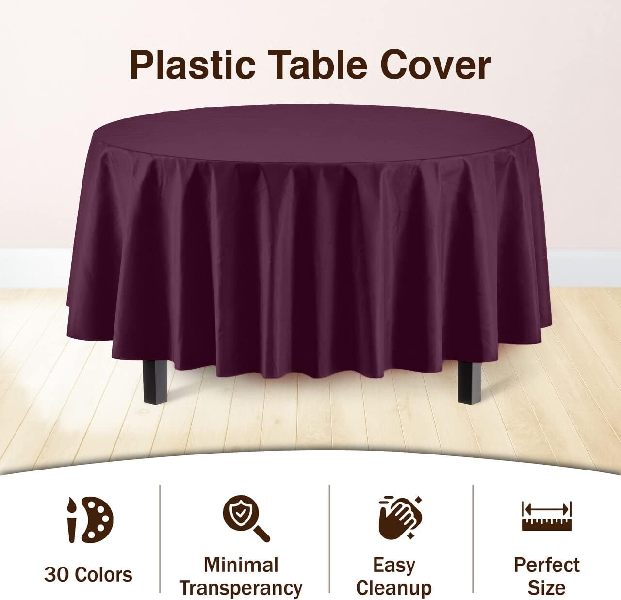 12-Pack Premium Plastic Tablecloth 54in. x 108in. Rectangle Table Cover - Dark Blue - Colors A