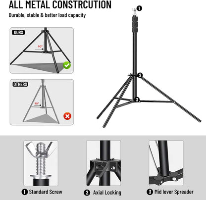 BEIYANG 8.5X10 FT Photo Background Stand with 10X12 FT Black Backdrop Screen, Adjustable Background Holder Support System Kit for Photography Video, Parties Decoration with Carry Bag & Clamps