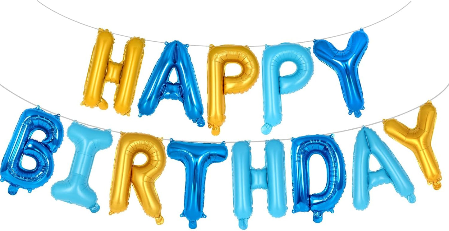 Happy Birthday Balloons Banner, Foil Balloon Personalized Name Letters Balloons Sign Birthday Party Decorations for Women Men Boys Girls Cream
