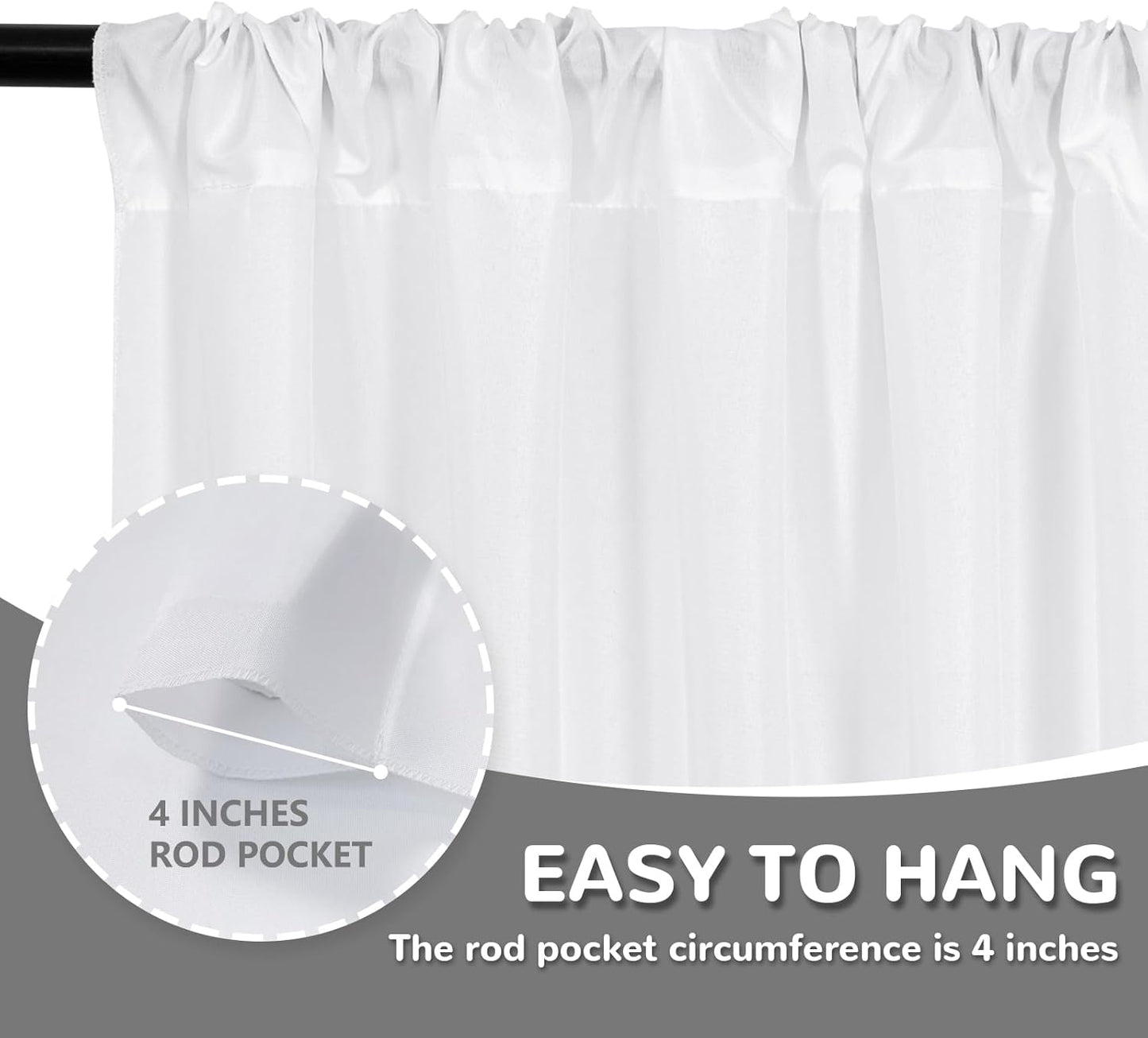 MEETSKY Black Backdrop Curtains for Parties - 10ft x 8ft Party Photo Background Curtain Rod Pocket Fabric Drapes Panels for Boys Birthday Holiday Home Halloween Decoration, 5ft x 8ft, 2 Panels