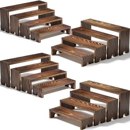 2 Set Wooden Tiered Risers Display Stands for Vendor Events,Stackable Wood Cupcake Display Stand,Farmhouse Decor Wood Dessert Table Display Set,Vendor Booth Display Items,Food Display Risers for Party