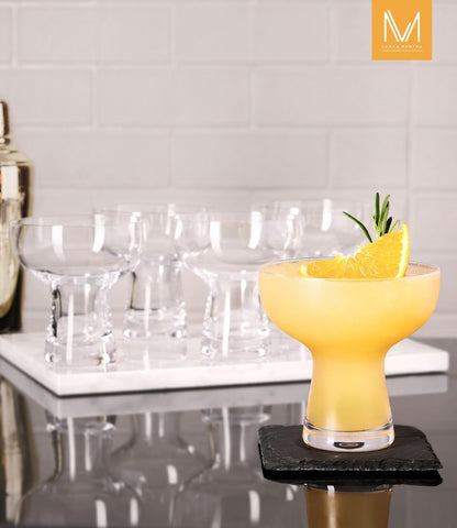 LUNA & MANTHA Martini Glasses, Martini Cocktail Glasses for Margarita, Manhattan, Cosmopolitan, Espresso, Home Bar, Evening Parties, Birthdays, Housewarming Gift,8oz-Stemless Set of 4