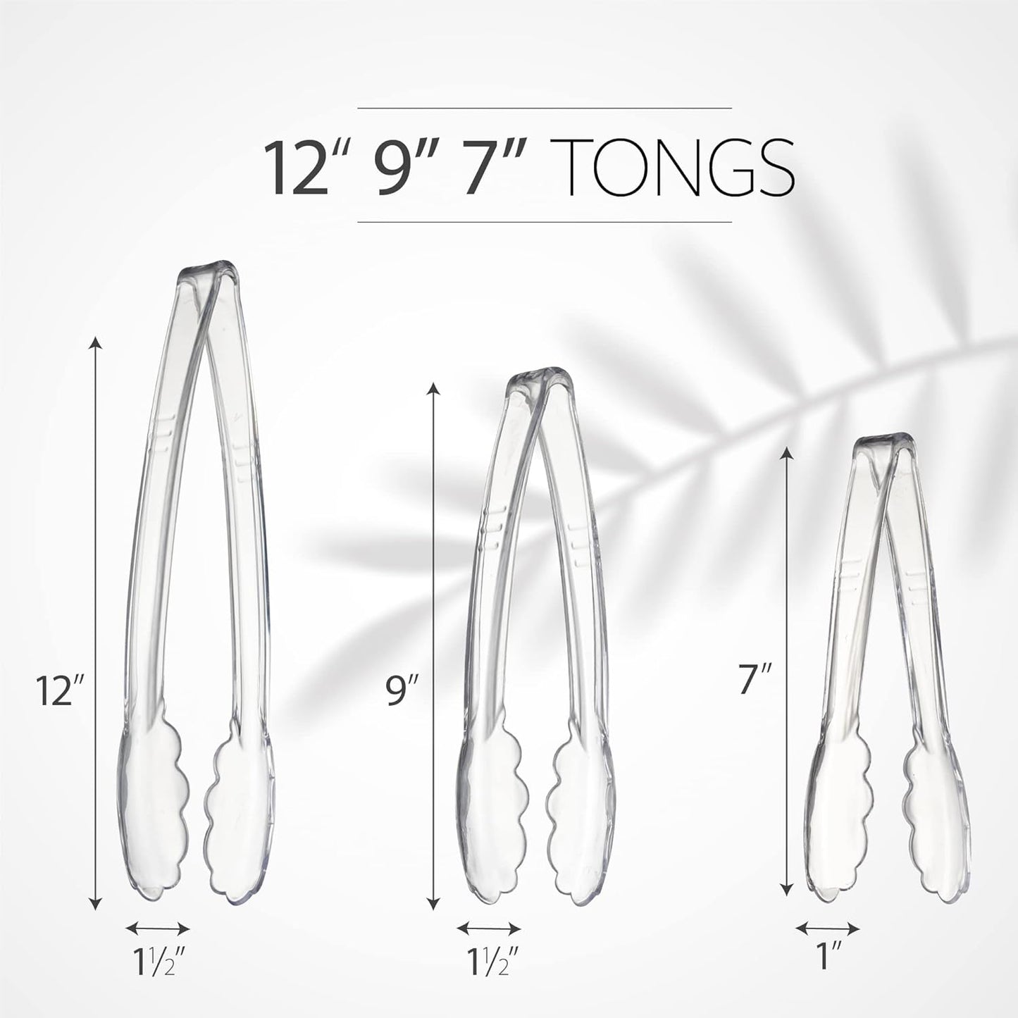 [Black Tongs 7.5'' Inches] Plasticpro 7.5'' Serving Tongs Heavy Duty Reusable Kitchen and BBQ Black Serving Tong for party's, Caterings, Events, Buffet, Weddings, And every Day use Pack of 12