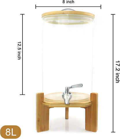 3.6 Gallon Drink dispenser,Glass Water Dispenser with Stand,Glass Beverage Dispenser with Spigot - Large Drink Dispensers for Parties,Bars,Restaurants