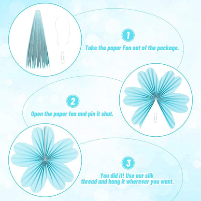 Party Hanging Paper Fans Decoration Set for Wedding Birthday Party Mother's Day Round Events Accessories Set of 8
