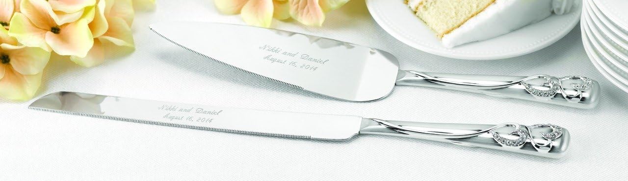 Hortense B. Hewitt Wedding Accessories Cake Knife and Server Set, Glittering Beads