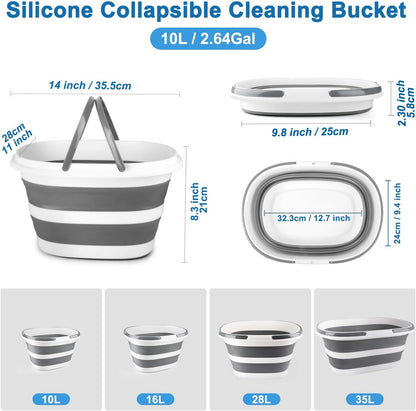 Collapsible Bucket for Cleaning, 4.2 Gallons Mop Bucket with Handle for Floor Window Car Washing, Silicone Ice Buckets for Parties Camping Fishing Beach, RV Laundry Storage Household Cleaning Supplies