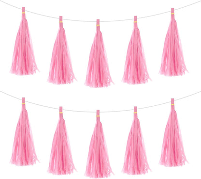 MECCANIXITY 15Pcs Light Blue Tassel Garland Banner with Rope Tissue Paper Tassels Party DIY Kits for Anniversary Wedding Birthday Party