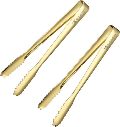 MSY BIGSUNNY Durable Stainless Steel Ice Tongs, 7 inch Sugar Cube Serving Tongs, Set of 2