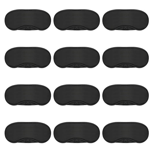 Mudder 12 Pack Sleep Mask Blindfold Eye Masks with Nose Pad and Elastic Straps for Women Men Black